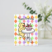 Birthday Cake Yellow Labrador Cartoon ポストカード (スタンド正面)