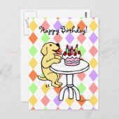 Birthday Cake Yellow Labrador Cartoon ポストカード (正面/裏面)