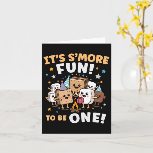 Birthday Campfire Marshmallow It's S'more Fun Bein カード (黄色い花)