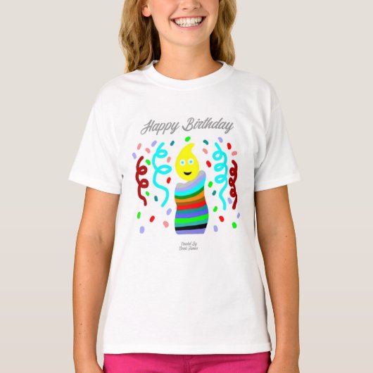 Birthday Candle Greetings Girls Basic T-Shirt Tシャツ (正面)