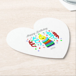 Birthday Candle Greetings Heart Paper Coaster ペーパーコースター