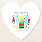 Birthday Candle Greetings Heart Paper Coaster ペーパーコースター (正面)