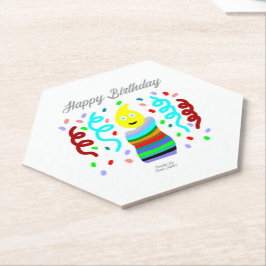 Birthday Candle Greetings Hexagon Paper Coaster ペーパーコースター