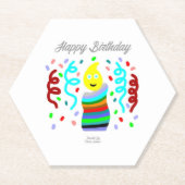 Birthday Candle Greetings Hexagon Paper Coaster ペーパーコースター (正面)
