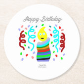 Birthday Candle Greetings Round Paper Coaster ラウンドペーパーコースター (正面)