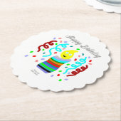 Birthday Candle Greetings Round Scalloped Coaster ペーパーコースター (アングル)