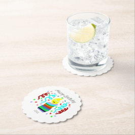 Birthday Candle Greetings Round Scalloped Coaster ペーパーコースター