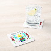 Birthday Candle Greetings Square Paper Coaster スクエアペーパーコースター (インサイチュ)