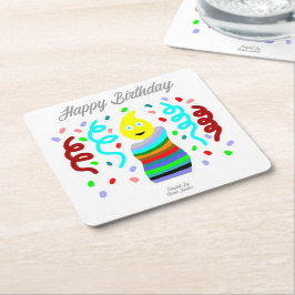 Birthday Candle Greetings Square Paper Coaster スクエアペーパーコースター