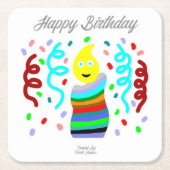 Birthday Candle Greetings Square Paper Coaster スクエアペーパーコースター (正面)