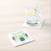 Birthday Candle Greetings Square Scalloped Coaster ペーパーコースター (インサイチュ)