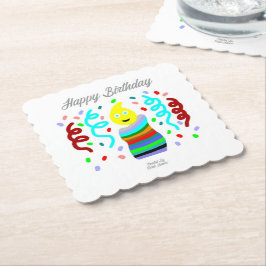 Birthday Candle Greetings Square Scalloped Coaster ペーパーコースター