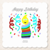 Birthday Candle Greetings Square Scalloped Coaster ペーパーコースター (正面)