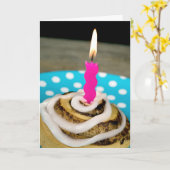 birthday candle in a cinnamon roll カード (黄色い花)