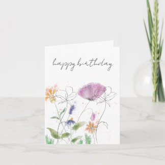 Birthday Card | 水彩花柄 サンキューカード