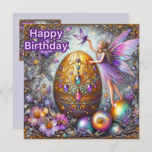 BIRTHDAY CARD ~ Fairy And Decorated Egg  ~ (正面/裏面)