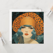 Birthday card featuring beautiful 1920s girl  カード (正面/裏面インサイチュ)