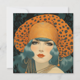 Birthday card featuring beautiful 1920s girl  カード