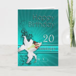 Birthday card for granddaughter, 20, with a lily カード<br><div class="desc">A pure white lily on a background of delicate scroll work. A gorgeous card for any lady.</div>