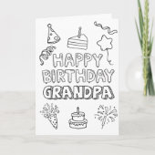 Birthday Card for Grandpa: Kids Coloring Activity カード (正面)