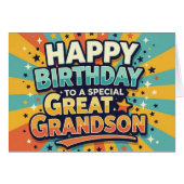 Birthday Card for Great Grandson Bold Retro Style (正面横)