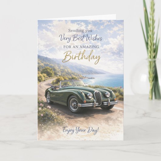 Birthday Card for Him or Her – Classic Car Design カード (正面)