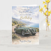 Birthday Card for Him or Her – Classic Car Design カード (黄色い花)