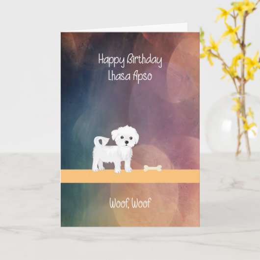Birthday Card for Lhasa Apso Dog カード (黄色い花)