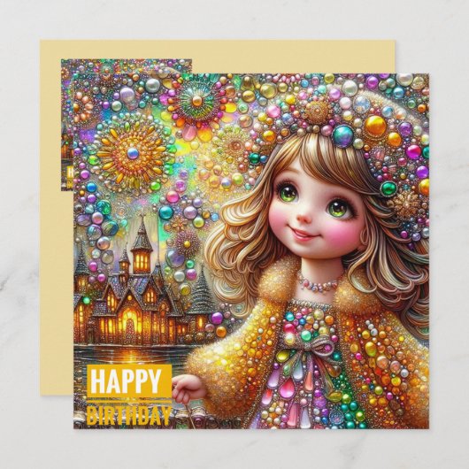 BIRTHDAY CARD ~ Gems and Fireworks ~ Young Girl ~ (正面/裏面)