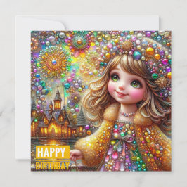 BIRTHDAY CARD ~ Gems and Fireworks ~ Young Girl ~
