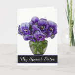 Birthday Card-My Special Sister Card カード<br><div class="desc">Birthday card shown with a pretty purple pansies photo print. 
Customize this card or buy as is. Card has a special message inside.</div>