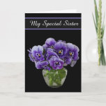 Birthday Card-My Special Sister Card カード<br><div class="desc">Birthday card shown with a pretty purple pansies photo print. 
Customize this card or buy as is. Card has a special message inside.</div>