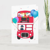 Birthday Card - Personalised Big Red Bus カード (正面)