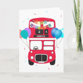 Birthday Card - Personalized Big Red Bus No Driver カード (正面)
