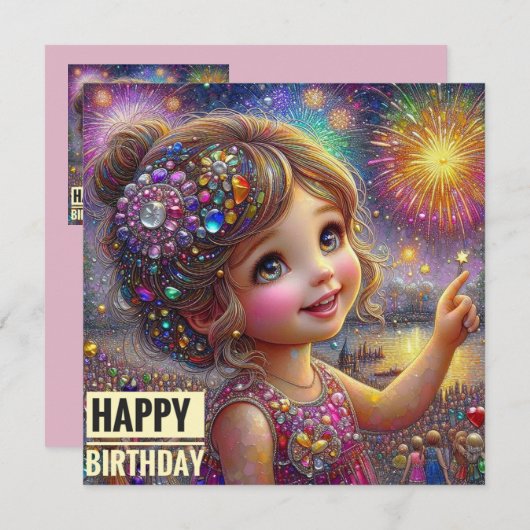 BIRTHDAY CARD ~ Sweet Girl ~ Harbour Fireworks ~ (正面/裏面)