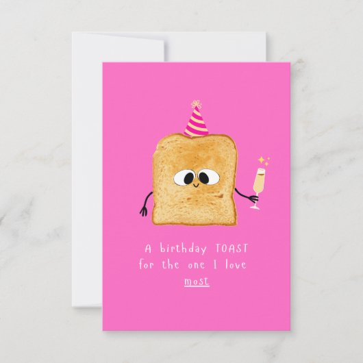 Birthday card Toast, simple, funny and cute design (正面)