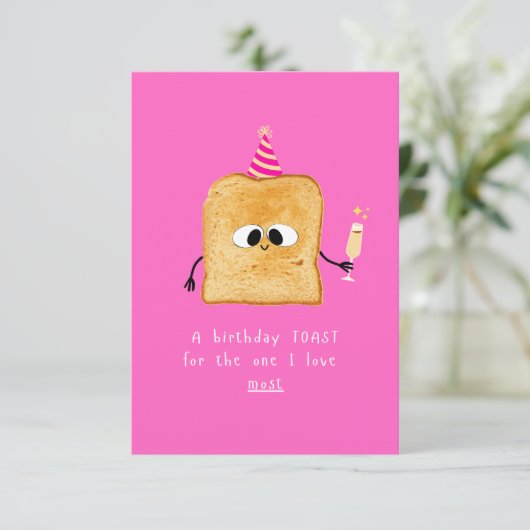 Birthday card Toast, simple, funny and cute design (スタンド正面)