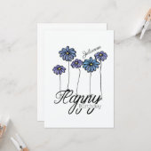 Birthday Card w Blue Flower Balloons and Name カード (正面/裏面インサイチュ)