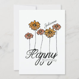 Birthday Card w Orange Flower Balloons and Name カード
