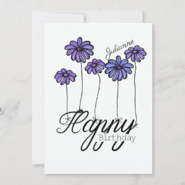 Birthday Card w Purple Flower Balloons and Name カード