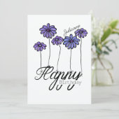 Birthday Card w Purple Flower Balloons and Name カード (スタンド正面)