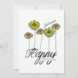 Birthday Card w Yellow Flower Balloons and Name カード
