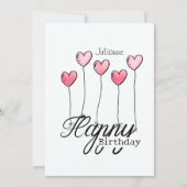 Birthday Card With Red Heart Balloons And Name カード (正面)
