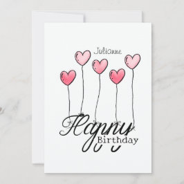 Birthday Card With Red Heart Balloons And Name カード