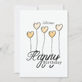 Birthday Card With Yellow Heart Balloons And Name カード