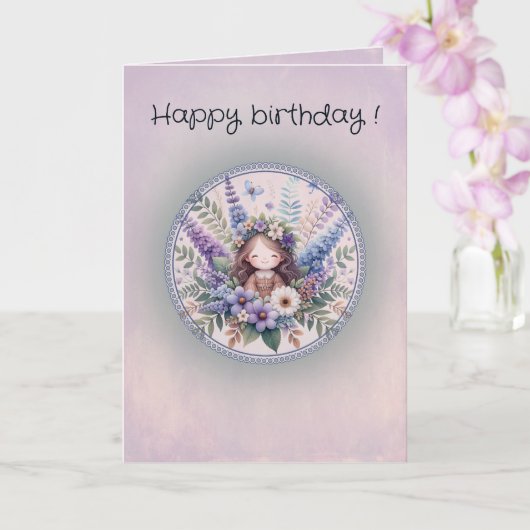 Birthday card, Wrapped in Flowers, Wrapped in Joy カード (蘭)