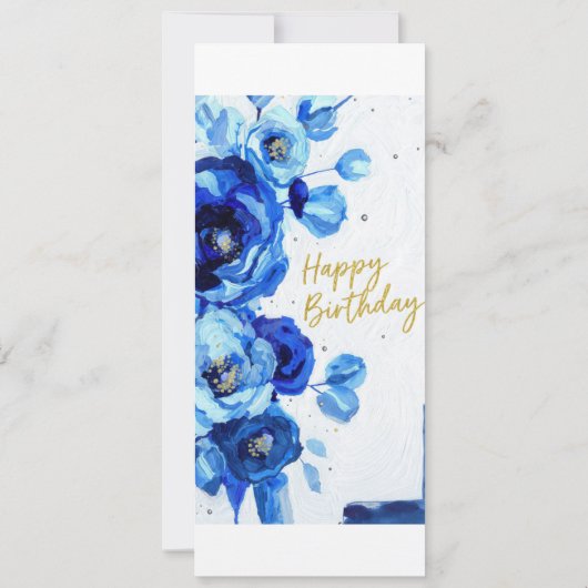 birthday cards blue modern floral watercolor (裏面)