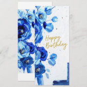 birthday cards blue modern floral watercolor (正面/裏面)