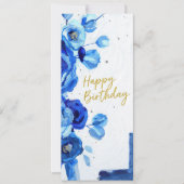 birthday cards blue modern floral watercolor (正面)