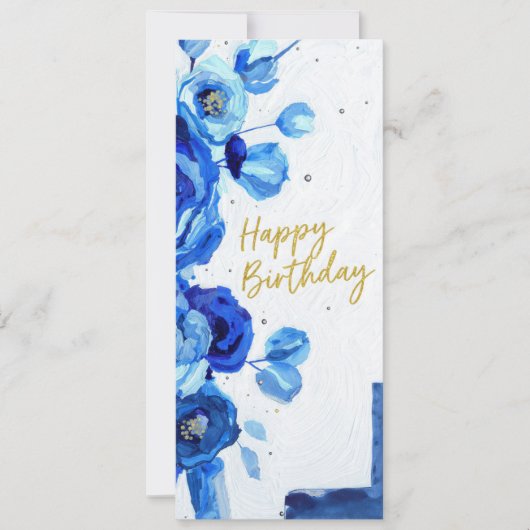 birthday cards blue modern floral watercolor (正面)